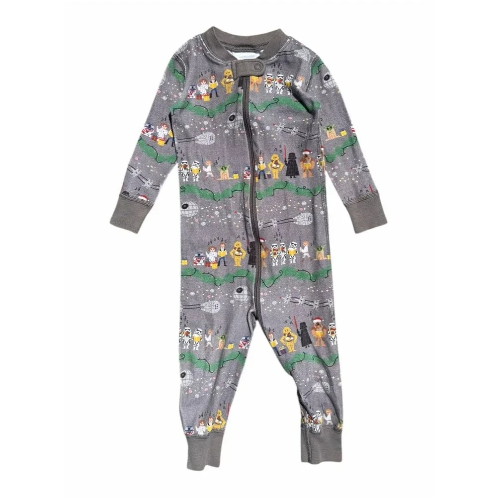 Hanna Andersson Star Wars Baby 18-24M Gray Holiday Organic Cotton Zip Sleeper